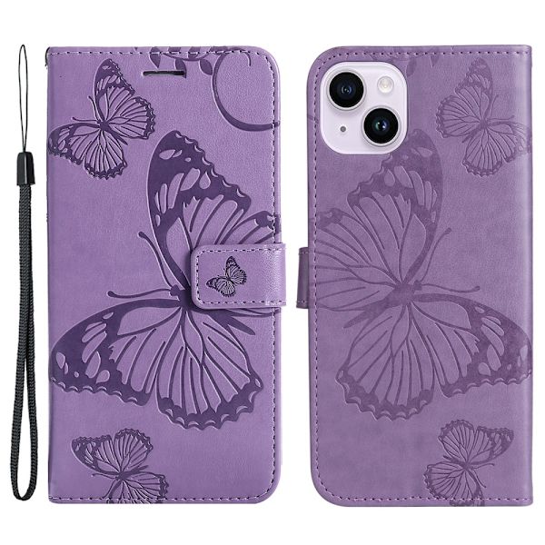 SKALO iPhone 15 Plus Mandala Butterfly Plånboksfodral - Lila Lila