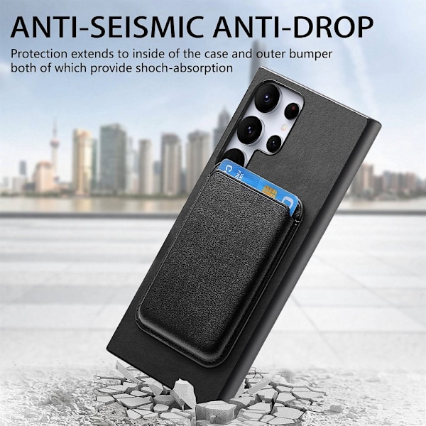 SKALO Samsung S25 Ultra 2-i-1 PU-Läder Skal+Korthållare - Svart Svart