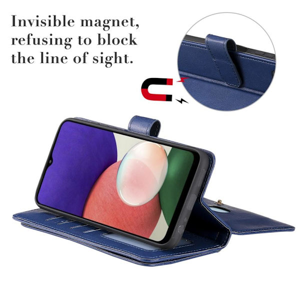 SKALO Samsung A22 5G 10-FACK Plånboksfodral - Blå Blå