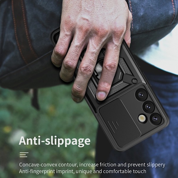 SKALO Samsung S25+ Armor Metallring Kameraslider Skal - Svart Svart