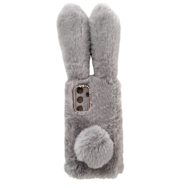 SKALO Samsung S24 3D Soft Furry Bunny Ears Suojakuori - Harmaa Grey