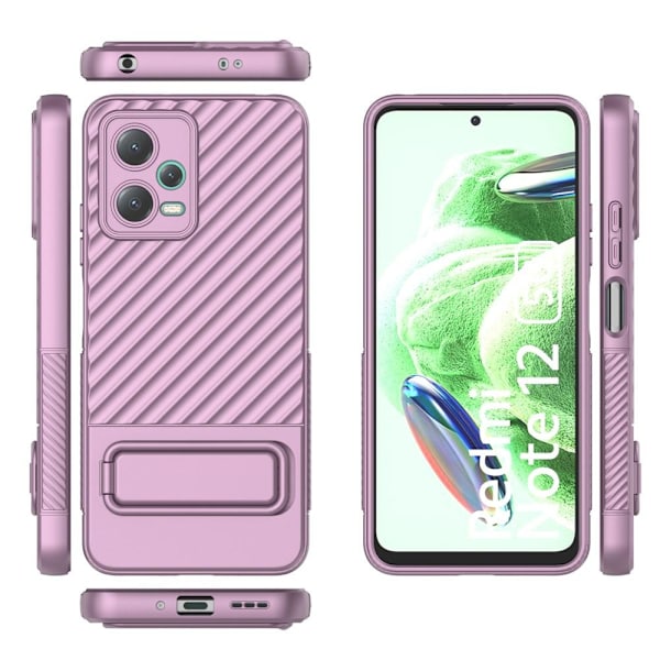 SKALO Xiaomi Redmi Note 12 5G Twill 2.0 TPU skal med ställ - Lila Lila