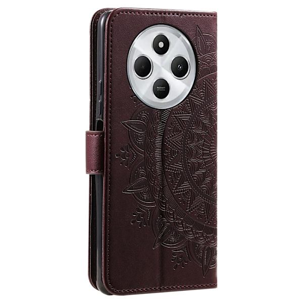SKALO Xiaomi Redmi 14C Mandala Flip Cover - Brun Brown