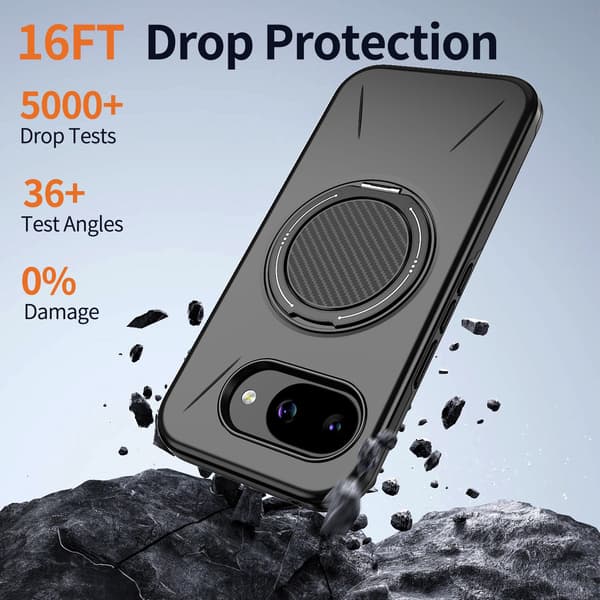 SKALO Roterende Ring Cover til Google Pixel 10a - Sort Black