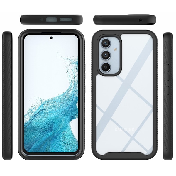 SKALO Samsung A34 5G Iskunkestävä Clear Hybrid Suojakuori + suojakalvo - Musta Black