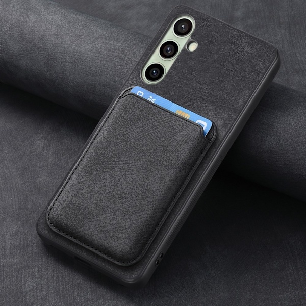 SKALO Samsung A56 5G PU-Läder Magnetisk Korthållare Skal - Svart Svart