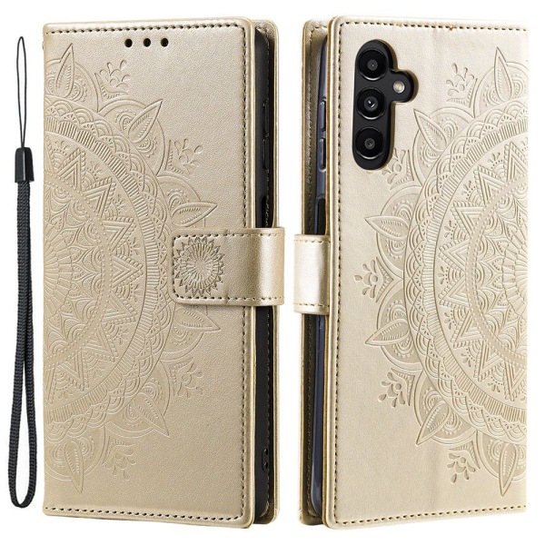 SKALO Samsung A55 5G Mandala Flip Cover - Guld Gold