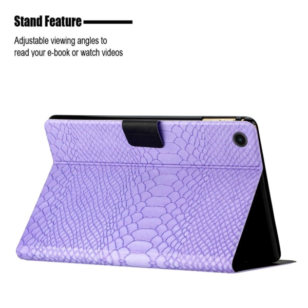 SKALO Samsung Tab A9 Croco PU-læder Flip Cover - Lilla Purple