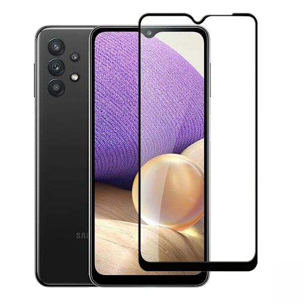SKALO Samsung A32 5G Heltäckande Skärmskydd Härdat Glas - Svart Black