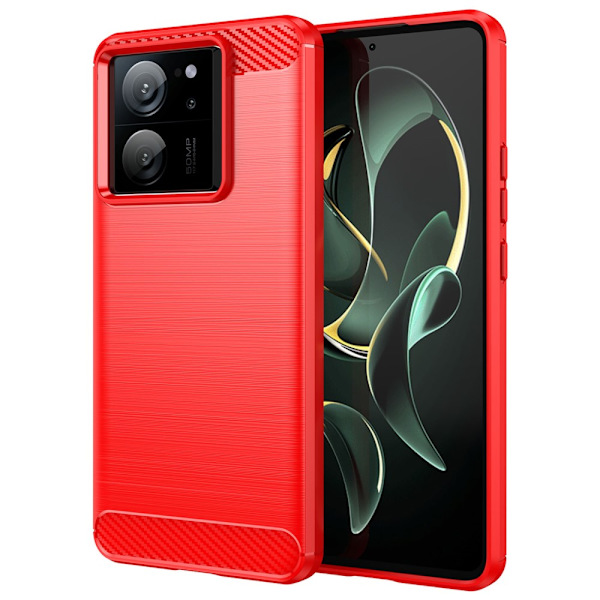 SKALO Xiaomi 13T/13T Pro Armor Carbon Stødsikker TPU-cover - Vælg farve Red