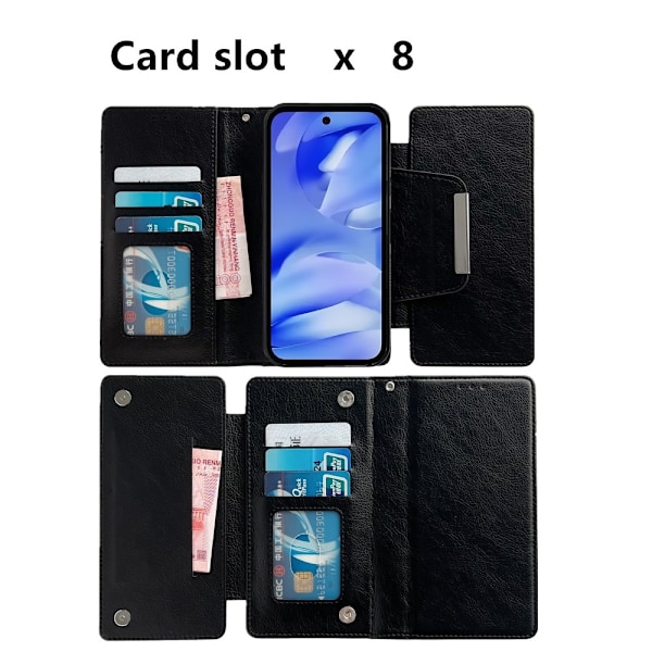 SKALO Google Pixel 9a 2-in-1 Magneettinen Irrotettava Lompakkokotelo - Musta Black