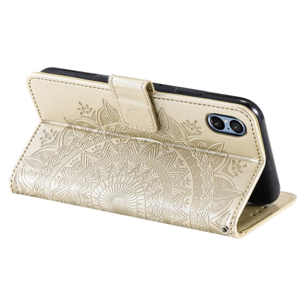 SKALO Sony Xperia 5 V Mandala lompakkokotelo - Kulta Gold
