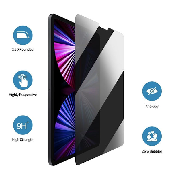 SKALO iPad 10.9 (2022) ENKAY HAT PRINCE Privacy Hærdet Glas - Sort Black