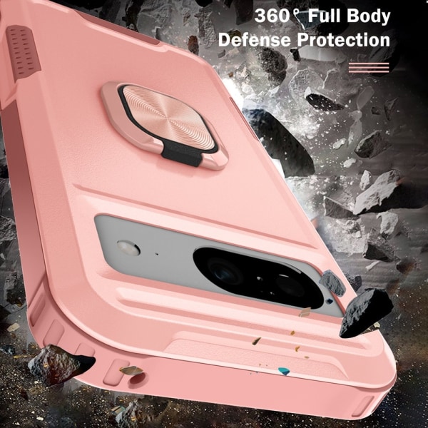 SKALO Google Pixel 8 Armor Hybridi metallirengas kuori - Pinkki Pink