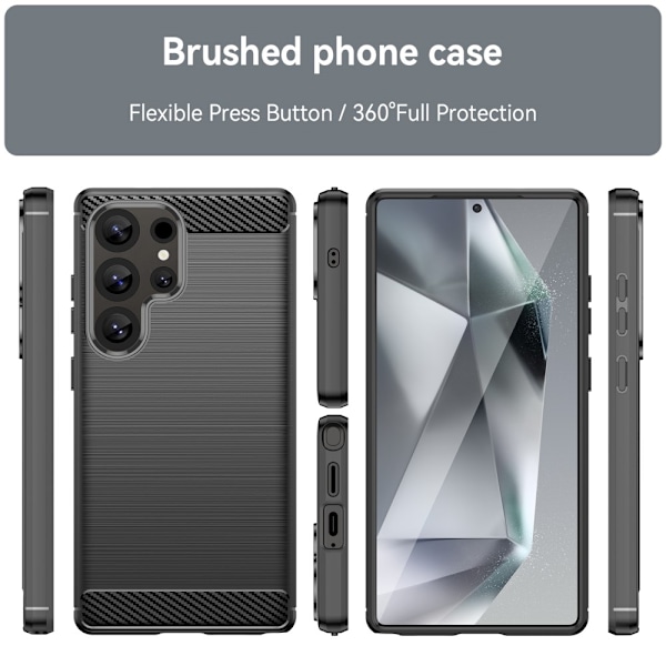 SKALO Samsung S25 Ultra Armor Carbon Suojakuori - Valitse väri Black