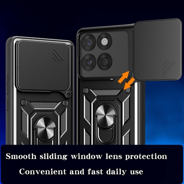 SKALO Motorola Edge 60 Armor Metallring Kameraslider Cover - Sort Black