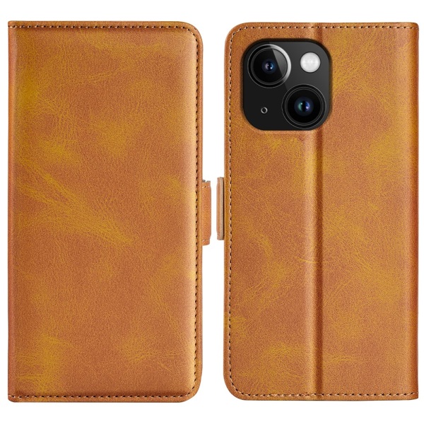 SKALO iPhone 15 Plus Premium Wallet Flip Cover - Lys brun Light brown