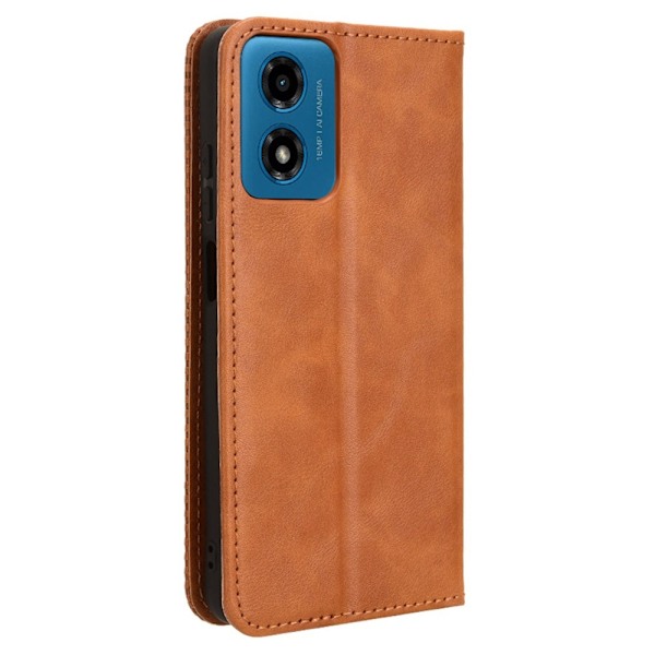 SKALO Motorola Moto E14 4G Premium Pungetui med prægning - Brun Brown