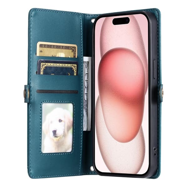 SKALO iPhone 17 Pro Max PU-Läder Envelope Plånboksfodral - Grön Grön
