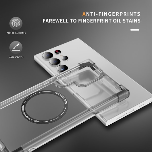 SKALO Samsung S24 Ultra Erittäin vahva magneettinen rengas Bumper TPU-kuori - Musta Black