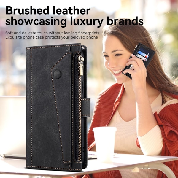 SKALO Motorola Edge 50 Neo 5G ESEBLE Big Wallet Lompakkokotelo - Musta Black