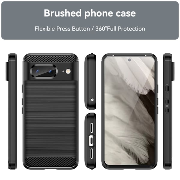 SKALO Google Pixel 8 Armor Carbon Stöttåligt TPU-skal - Fler färger Svart