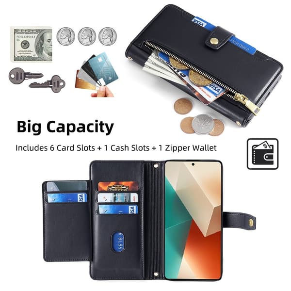 SKALO Xiaomi Redmi Note 13 5G Evelope Clutch 8-RUM - Sort Black
