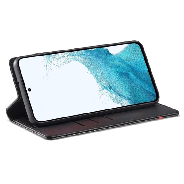 SKALO Samsung A15 5G LC.IMEEKE Carbon Fiber Pungetui i PU-læder - Sort Black
