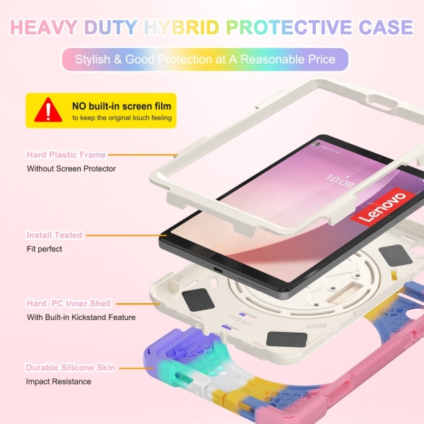 SKALO Lenovo Tab M8 Gen 4 Extra Shockproof Armor Shockproof Cover - Rainbow Multicolor