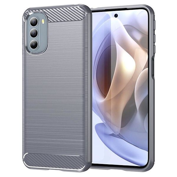 SKALO Moto G51 Armor Carbon Iskunkestävä TPU suojakuori - Valitse väri Grey