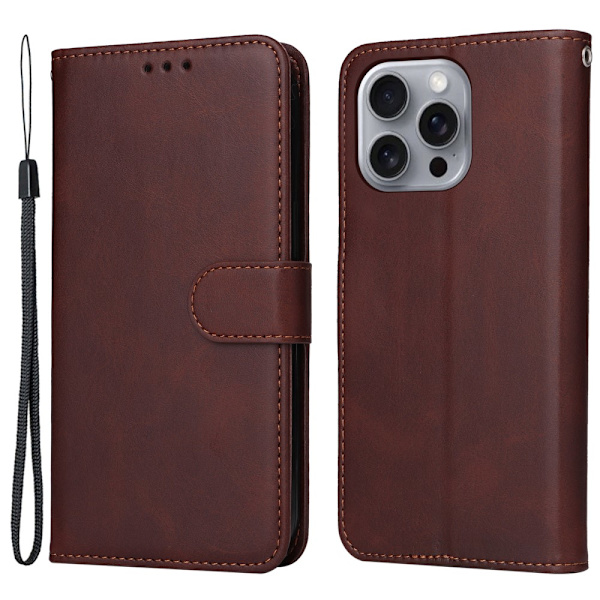 SKALO iPhone 16 Pro Max PU-nahkainen Lompakkokotelo - Valitse väri Brown