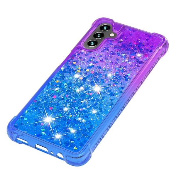 SKALO Samsung A04s 4G Juoksuhiekka Glitter Sydämet TPU kuori - Violetti-Sininen Multicolor
