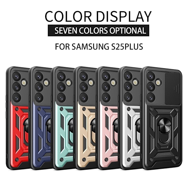 SKALO Samsung S25 Armor Metallring Kameraslider Skal - Röd Röd