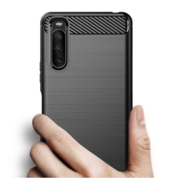 SKALO Sony Xperia 10 III Armor Carbon Iskunkestävä TPU suojakuori - Valitse väri Red