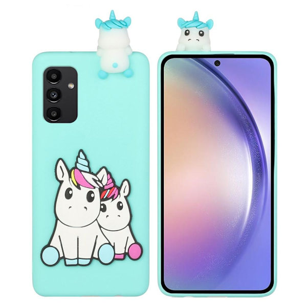 SKALO Samsung A54 5G 3D Cartoon Cover Turquoise
