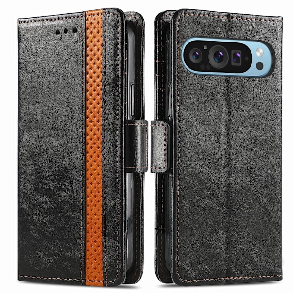 SKALO Google Pixel 9/9 Pro 002 Series CASENEO Premium PU-læderpung - Sort Black