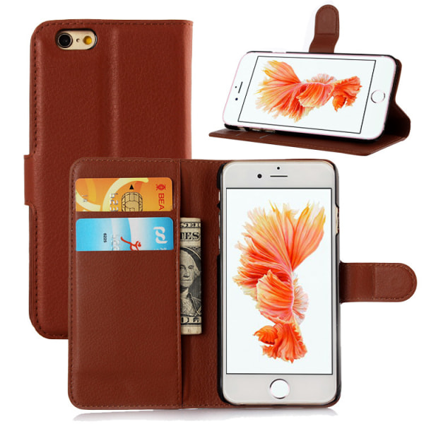 Lompakkokotelo PU-nahkaa Rounded Flip iPhone 6 / 6S:lle - lisää f Brown