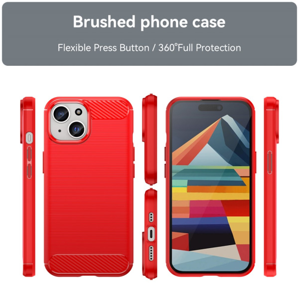 SKALO iPhone 15 Plus Armor Carbon Stöttåligt TPU-skal - Fler fär Röd