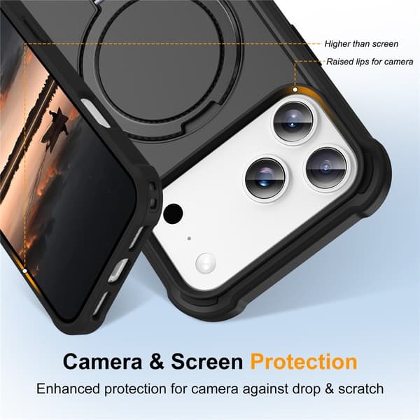 SKALO iPhone 17 Pro Armor Ring Cover - Sort Black