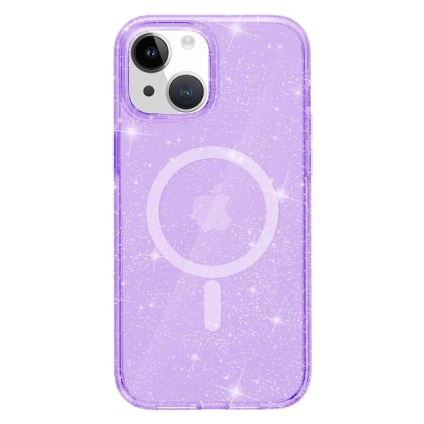 SKALO iPhone 15 Glitter Magnetic Ring TPU Cover - Lilla Purple