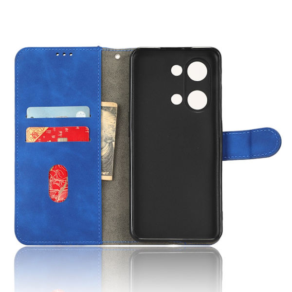 SKALO OnePlus Nord 3 5G / Ace 2V Matt PU-læderpungetui - Blå Blue