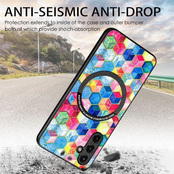 SKALO Samsung A14 4G/5G Motif Suojakuori magneettirenkaalla - #2 Multicolor