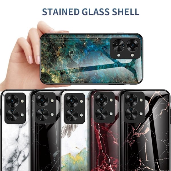 SKALO OnePlus Nord 2T 5G Marmor Härdat Glas TPU-skal - Motiv 1 multifärg