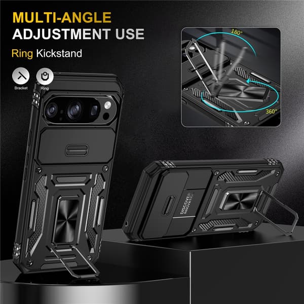 SKALO Armor Kickstand Cover til Google Pixel 11 - Sort Black