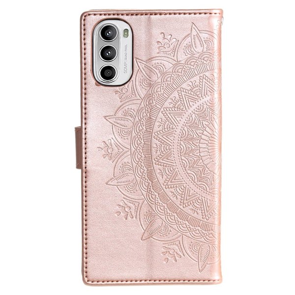 SKALO Motorola Moto G52 Mandala Plånboksfodral - Roséguld Rosa guld