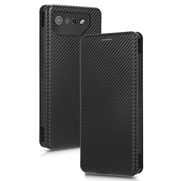 SKALO Asus ROG Phone 7 5G Carbon Fiber Pungetui - Sort Black