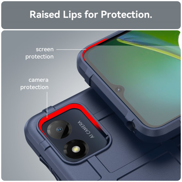 SKALO Motorola Moto E13 4G Rugged Shield iskunkestävä TPU suojak Blue
