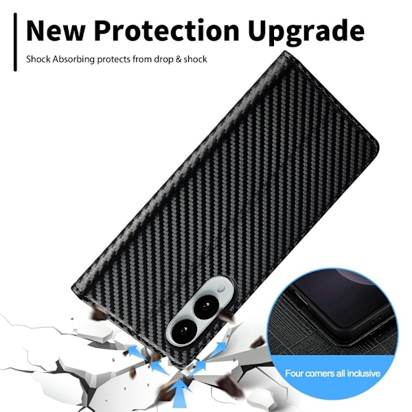 SKALO Samsung S25 Edge LC.IMEEKE Carbon Fiber Lompakkokotelo - Musta Black