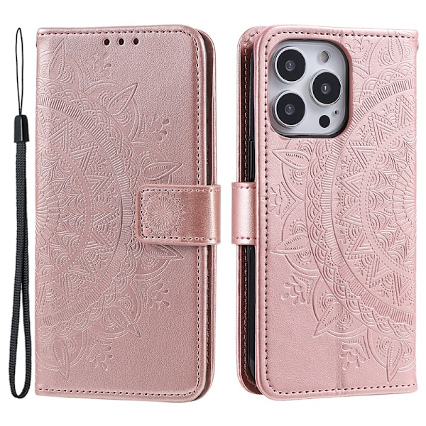 SKALO iPhone 16 Pro Mandala Flip Cover - Rosa guld Pink gold