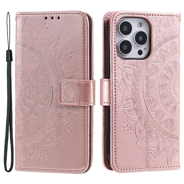 SKALO iPhone 16 Pro Mandala Plånboksfodral - Roséguld Rosa guld